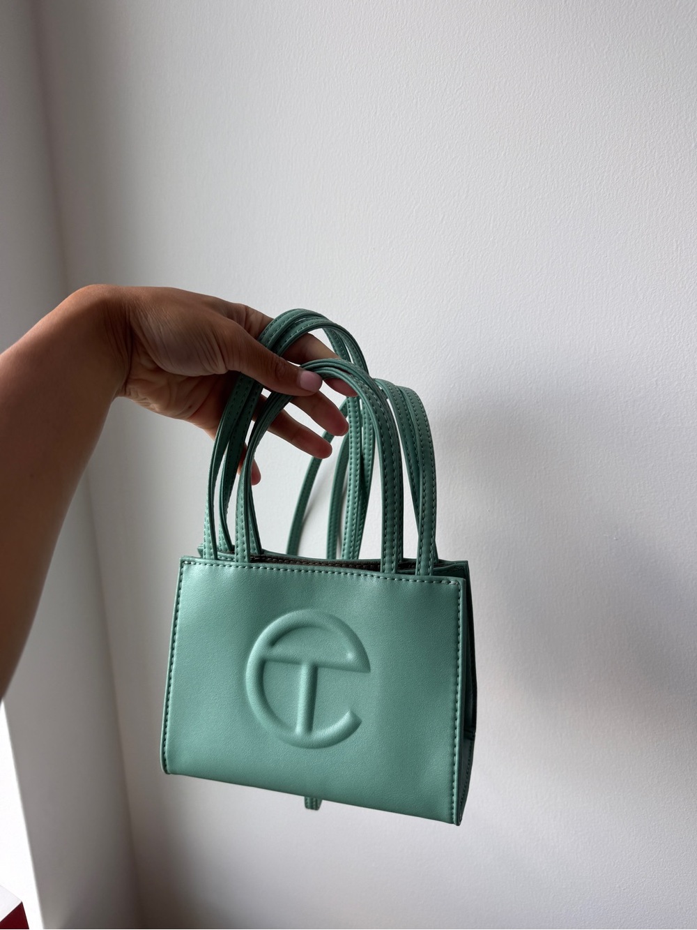 Telfar Green Mini Tote with Embossed Logo